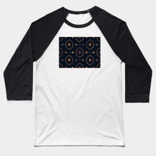 Bronze Turtle Pattern on Navy Baseball T-Shirt